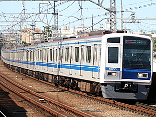 6050系 アルミ車白面青帯 (6055) 東急東横線 多摩川 6155F