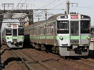 721系5000番台 黄緑帯 (クハ721-5103) JR千歳線 新札幌