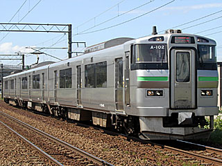 735系0番台 黄緑帯 (クハ735-102) JR函館本線 白石〜厚別